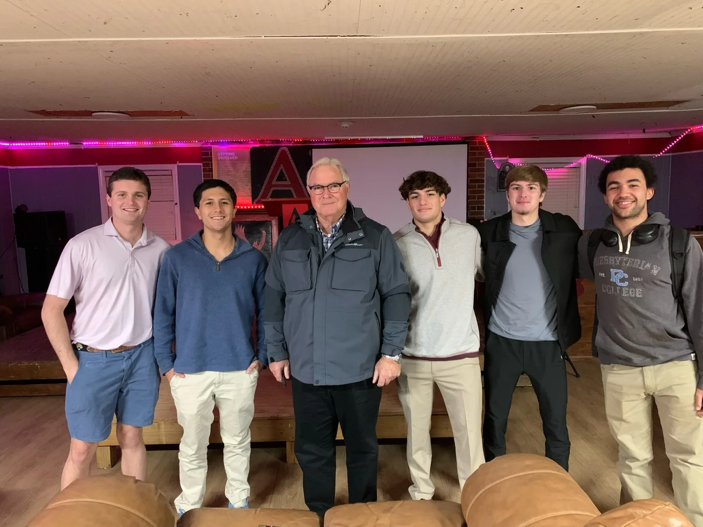 Presbyterian College Conservatives members with former Clinton mayor Bob McLean